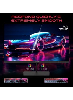 GameOn 21.45" Inch Basic Series Gaming Monitor (1920x1080) FHD, VA Panel, 75Hz Refresh Rate, 5ms Response Time with HDMI 1.4, Adaptive-Sync, Built-in Speakers, Support PS5 - GB22F75 | Black  - Image 4