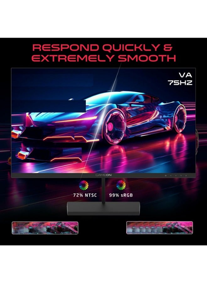 جايم أون - 21.45" Inch Basic Series Gaming Monitor (1920x1080) FHD, VA Panel, 75Hz Refresh Rate, 5ms Response Time with HDMI 1.4, Adaptive-Sync, Built-in Speakers, Support PS5 - GB22F75 | Black - Image 1