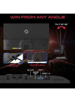 GameOn 23.8" Inch Basic Series Gaming Monitor (1920x1080) FHD, VA Panel, 75Hz Refresh Rate, 5ms Response Time with HDMI 1.4, Adaptive-Sync, Built-in Speakers - GB24F75 | Black  - Image 5
