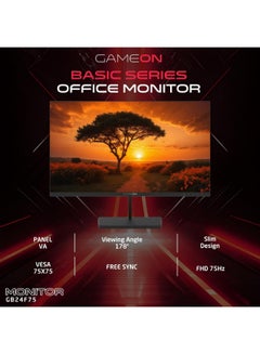 GameOn 23.8" Inch Basic Series Gaming Monitor (1920x1080) FHD, VA Panel, 75Hz Refresh Rate, 5ms Response Time with HDMI 1.4, Adaptive-Sync, Built-in Speakers - GB24F75 | Black  - Image 2