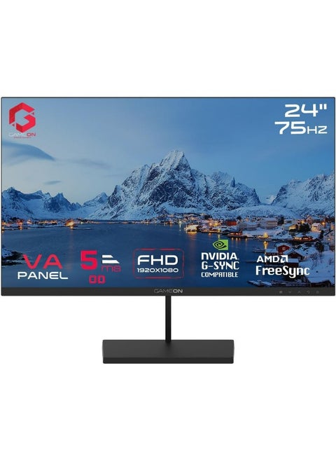23.8" Inch Basic Series Gaming Monitor (1920x1080) FHD, VA Panel, 75Hz Refresh Rate, 5ms Response Time with HDMI 1.4, Adaptive-Sync, Built-in Speakers - GB24F75 | Black