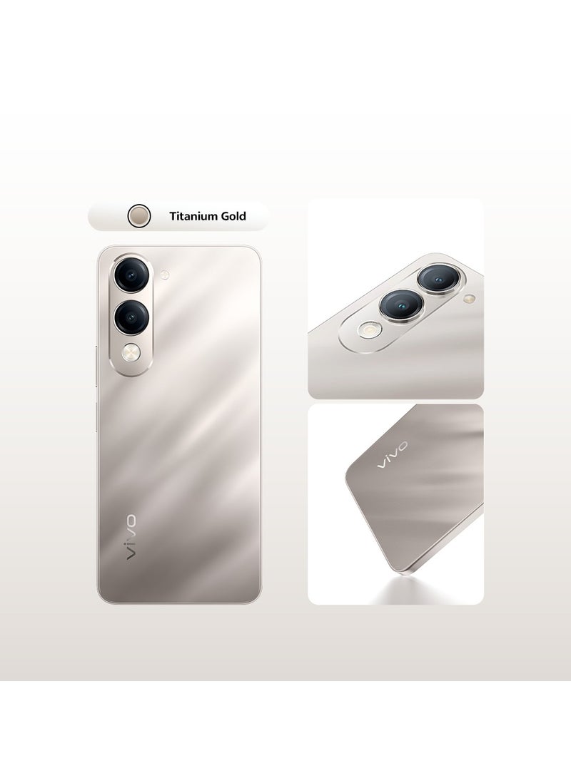 فيفو Y04 AI 4G Dual SIM Titanium Gold 4GB RAM + 128GB | 5500Mah | with Neck Band - Middle East Version  - Image 2