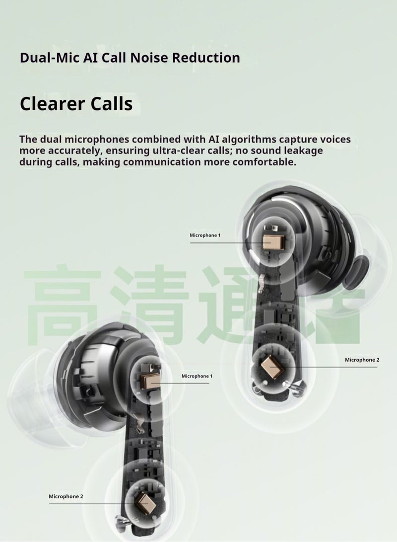 أوبو - Enco Air4 True Wireless Earbuds - Bluetooth 5.4, 12.4mm Dynamic Driver, Active Noise Cancellation, 43H Battery Life, IP55 Waterproof, Dual Microphone Noise Reduction, Touch Control, Quick Pairing, Dual Device Connection White - Image 1