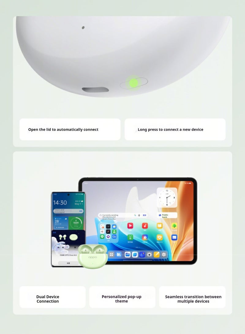 أوبو - Enco Air4 True Wireless Earbuds - Bluetooth 5.4, 12.4mm Dynamic Driver, Active Noise Cancellation, 43H Battery Life, IP55 Waterproof, Dual Microphone Noise Reduction, Touch Control, Quick Pairing, Dual Device Connection White - Image 1