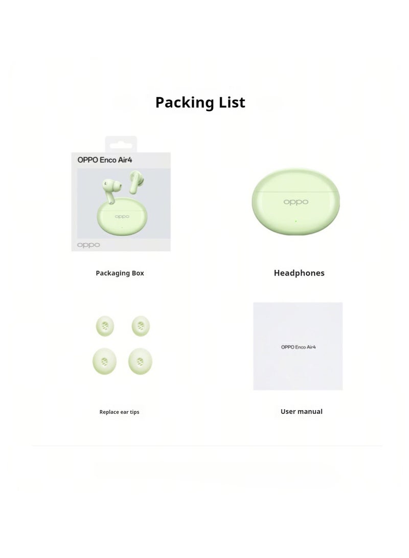 OPPO - Enco Air4 True Wireless Earbuds - Bluetooth 5.4, 12.4mm Dynamic Driver, Active Noise Cancellation, 43H Battery Life, IP55 Waterproof, Dual Microphone Noise Reduction, Touch Control, Quick Pairing, Dual Device Connection Green - Image 1