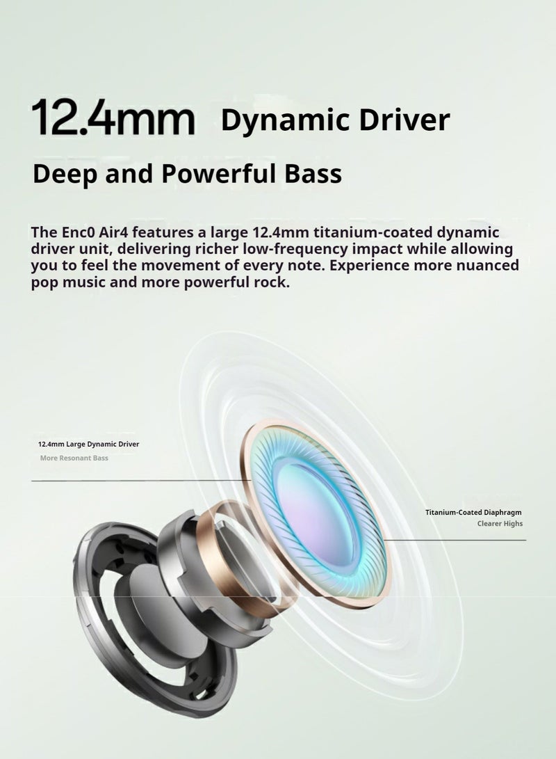 OPPO - Enco Air4 True Wireless Earbuds - Bluetooth 5.4, 12.4mm Dynamic Driver, Active Noise Cancellation, 43H Battery Life, IP55 Waterproof, Dual Microphone Noise Reduction, Touch Control, Quick Pairing, Dual Device Connection Green - Image 1