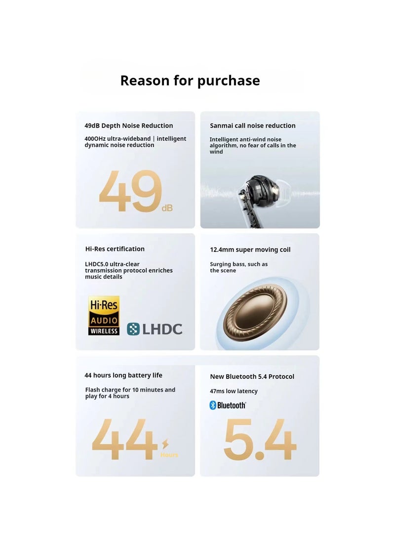 OPPO Enco Air4 pro Bluetooth Earbuds with 12.4mm Dynamic Driver, 44-Hour Battery, AI Noise Reduction, and Spatial Audio Technology White - Image 4