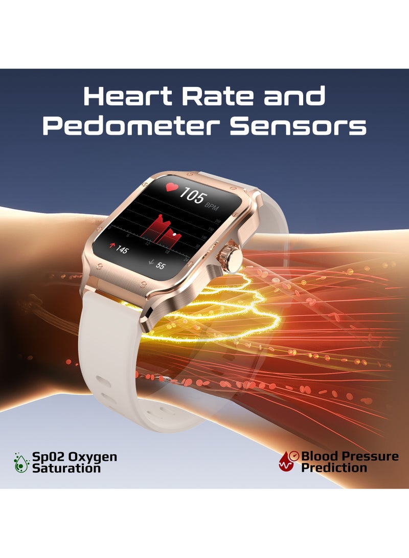PROMATE - Curved AMOLED Screen Smartwatch with Active Lifestyle Management, Durable Battery Life, 100+ Sports Modes, Heart Rate, Pedometer Sensors, and Real-Time Health Monitoring, XWatch-RM Gold - Image 1