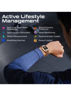 PROMATE Curved AMOLED Screen Smartwatch with Active Lifestyle Management, Durable Battery Life, 100+ Sports Modes, Heart Rate, Pedometer Sensors, and Real-Time Health Monitoring, XWatch-RM Gold  - Image 3