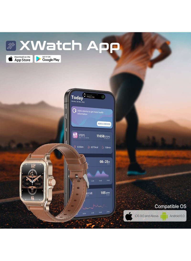 PROMATE - Curved AMOLED Screen Smartwatch with Active Lifestyle Management, Durable Battery Life, 100+ Sports Modes, Heart Rate, Pedometer Sensors, and Real-Time Health Monitoring, XWatch-RM Gold - Image 1