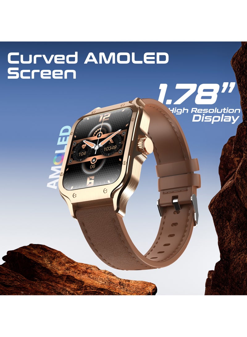 PROMATE - Curved AMOLED Screen Smartwatch with Active Lifestyle Management, Durable Battery Life, 100+ Sports Modes, Heart Rate, Pedometer Sensors, and Real-Time Health Monitoring, XWatch-RM Gold - Image 1