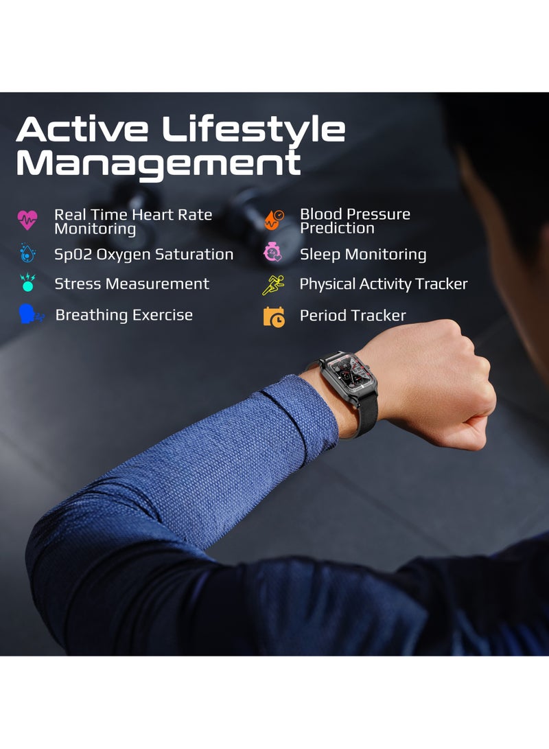 PROMATE Curved AMOLED Screen Smartwatch with Active Lifestyle Management, Durable Battery Life, 100+ Sports Modes, Heart Rate, Pedometer Sensors, and Real-Time Health Monitoring, XWatch-RM Black  - Image 3