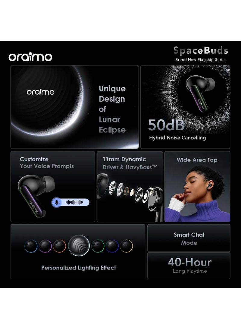 Oraimo OTW 630 SpaceBuds Hybrid ANC Wireless Earbuds Space Gray - Image 4