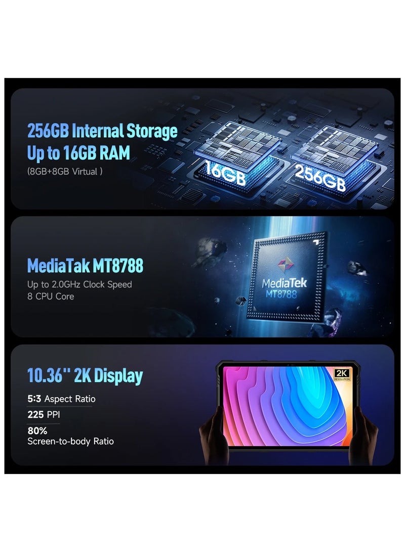 أوليفون تابلت أرمور باد 3 برو القوي 33280 مللي أمبير MediaTek MT8788 16 جيجابايت RAM (8+8) 256 جيجابايت ROM 50 ميجابكسل 10.36″2K أندرويد - Image 4