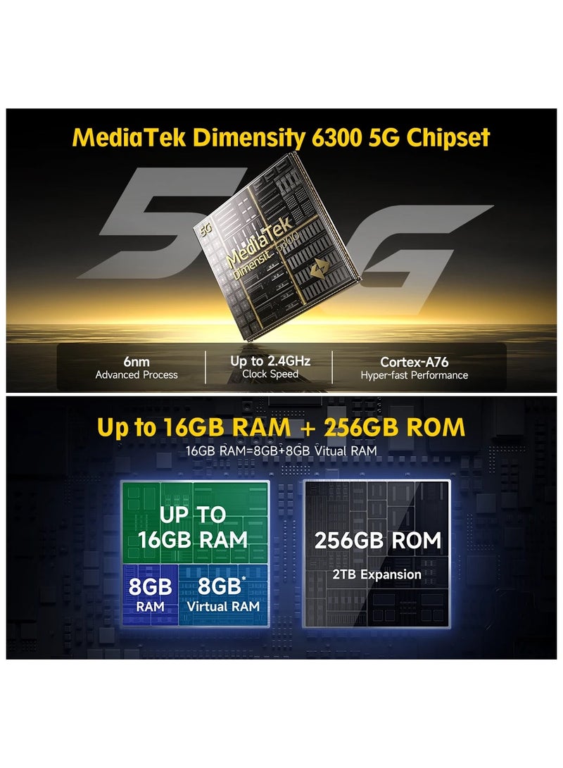 أوليفون تابلت أرمور باد 4 ألترا 5G المتين IP68/IP69K مع ضوء LED وبطارية 11800 مللي أمبير، شحن سريع 16GB+256GB 50MP - Image 3