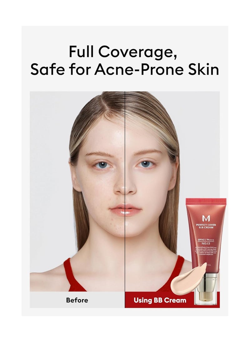 Missha M Perfect Cover BB Cream SPF 42 PA+++ 50ml, No.13 (Bright Beige) - Image 4