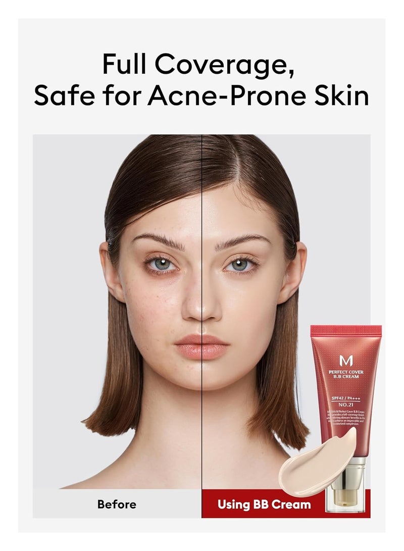 Missha M Perfect Cover BB Cream Bright Skin SPF 42 PA +++ 50ml No.21 Light Beige - Image 4
