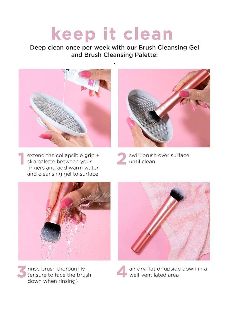 ريل تكنيكس - Extra Big Stippling Brush, Large Makeup Brush For Liquid & Cream Foundation, BB Cream, CC Cream, & Skin Tints, XL Oversized Brush, Cruelty-Free, Synthetic Bristles, 1 Count Pink - Image 1