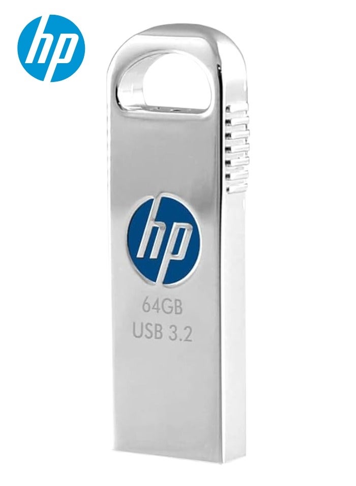 HP - v206w 64 GB USB 2.0 Flash Drive | Anti-slip Grip HPFD206W-64 Silver - Image 1
