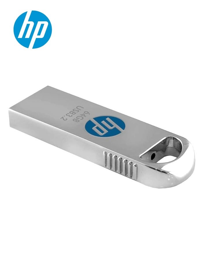 HP - v206w 64 GB USB 2.0 Flash Drive | Anti-slip Grip HPFD206W-64 Silver - Image 1