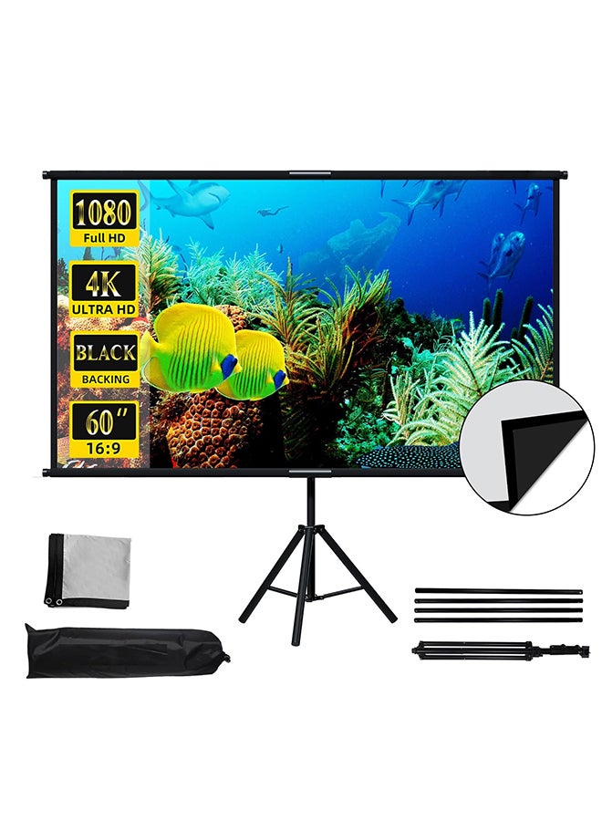 Wownect Projector Screen Tripod Stand 100 inch,Outdoor Projection Screen ,16:9 HD Wrinkle-Free Adjustable Tripod Movie Screen with Storage Bag SCR20 Black  - Image 1