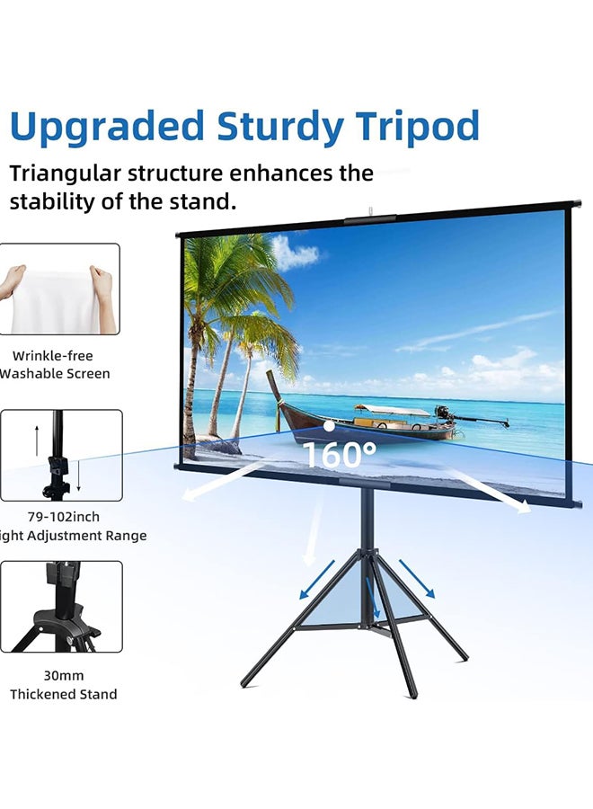 Wownect Projector Screen Tripod Stand 100 inch,Outdoor Projection Screen ,16:9 HD Wrinkle-Free Adjustable Tripod Movie Screen with Storage Bag SCR20 Black  - Image 5