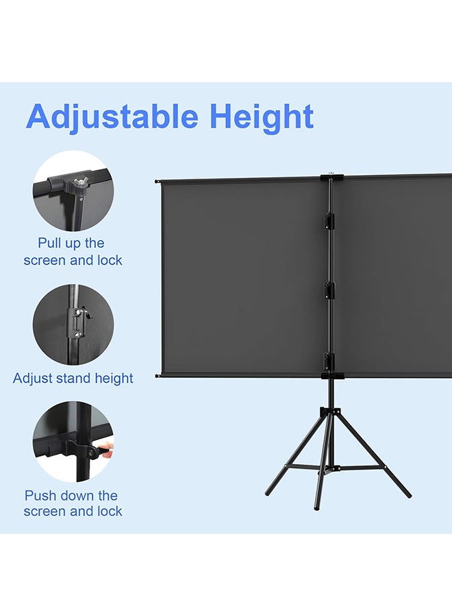Wownect Projector Screen Tripod Stand 100 inch,Outdoor Projection Screen ,16:9 HD Wrinkle-Free Adjustable Tripod Movie Screen with Storage Bag SCR20 Black  - Image 4