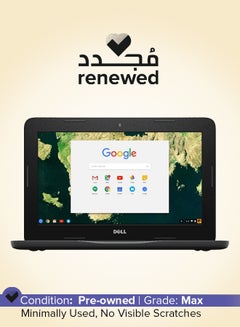 ديل Renewed - Chromebook 3180 (2017) Laptop With 11.6-Inch Display,Intel Celeron N3060 Processor/3rd Gen/4GB RAM/32GB SSD/Chrome OS/256MB Intel HD Graphics 400 English Black  - Image 1