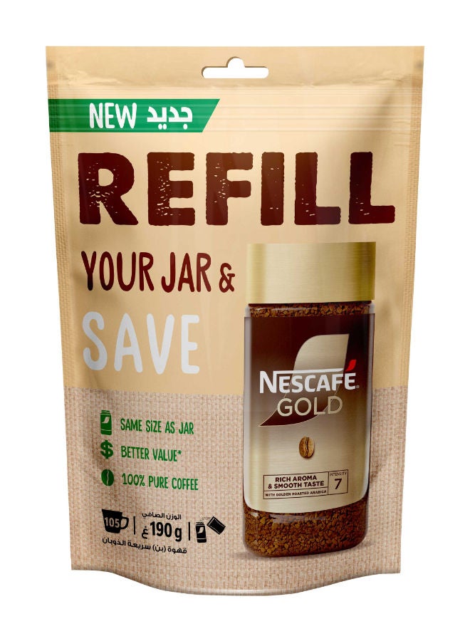Nescafe Gold Instant Coffee Pouch Refill 190grams Single 