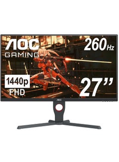 AOC 27", 27G10ZE, Fast IPS Gaming Monitor, Full HD 1920x1080, 260Hz, 0.5ms, HDR10, Adaptive Sync, HDMI 2.0 x2, Display Port 1.4 x1, 3-Sided Frameless, Console Gaming Ready, Black and Red Red and Black  - Image 1