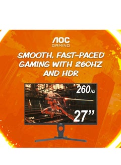 AOC 27", 27G10ZE, Fast IPS Gaming Monitor, Full HD 1920x1080, 260Hz, 0.5ms, HDR10, Adaptive Sync, HDMI 2.0 x2, Display Port 1.4 x1, 3-Sided Frameless, Console Gaming Ready, Black and Red Red and Black  - Image 2
