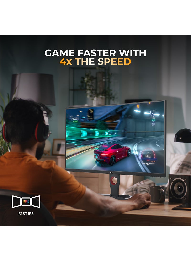 AOC 27", 27G10ZE, Fast IPS Gaming Monitor, Full HD 1920x1080, 260Hz, 0.5ms, HDR10, Adaptive Sync, HDMI 2.0 x2, Display Port 1.4 x1, 3-Sided Frameless, Console Gaming Ready, Black and Red Red and Black  - Image 5