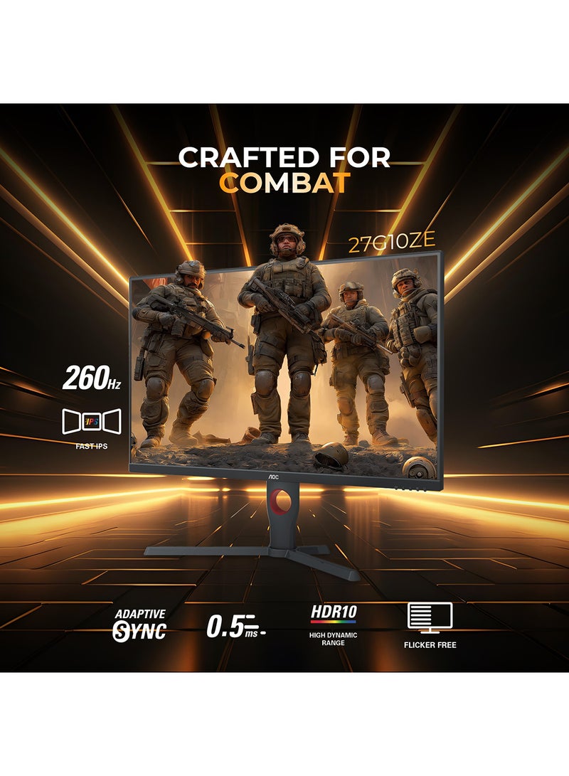 AOC 27", 27G10ZE, Fast IPS Gaming Monitor, Full HD 1920x1080, 260Hz, 0.5ms, HDR10, Adaptive Sync, HDMI 2.0 x2, Display Port 1.4 x1, 3-Sided Frameless, Console Gaming Ready, Black and Red Red and Black  - Image 2