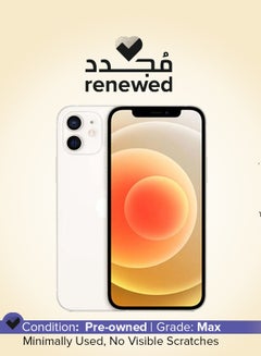 أبل Renewed - iPhone 12 Dual SIM 128GB White 5G With Facetime - Physical Dual SIM Version  - Image 1