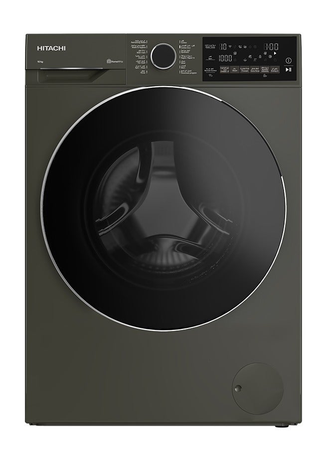 هيتاشي Front Loading 10kg Washing Machine,1400 RPM, Wifi, Touch Control, Waterfall Wash , Easy Iron, Inverter, Made in Turkey - BD-100XFVEM Dark Grey 10 kg 2350 W 100XFVEM Dark grey  - Image 1