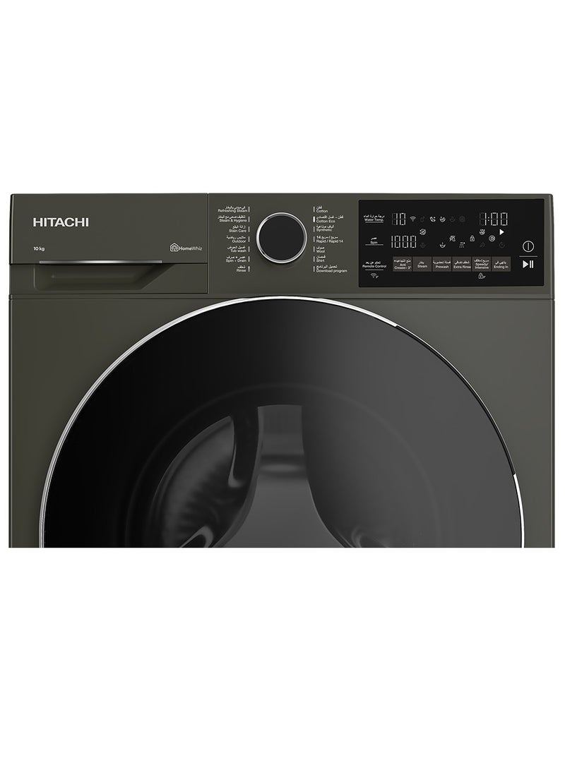 هيتاشي Front Loading 10kg Washing Machine,1400 RPM, Wifi, Touch Control, Waterfall Wash , Easy Iron, Inverter, Made in Turkey - BD-100XFVEM Dark Grey 10 kg 2350 W 100XFVEM Dark grey  - Image 4
