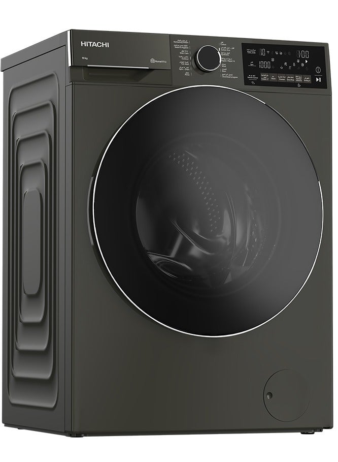 هيتاشي Front Loading 10kg Washing Machine,1400 RPM, Wifi, Touch Control, Waterfall Wash , Easy Iron, Inverter, Made in Turkey - BD-100XFVEM Dark Grey 10 kg 2350 W 100XFVEM Dark grey  - Image 2