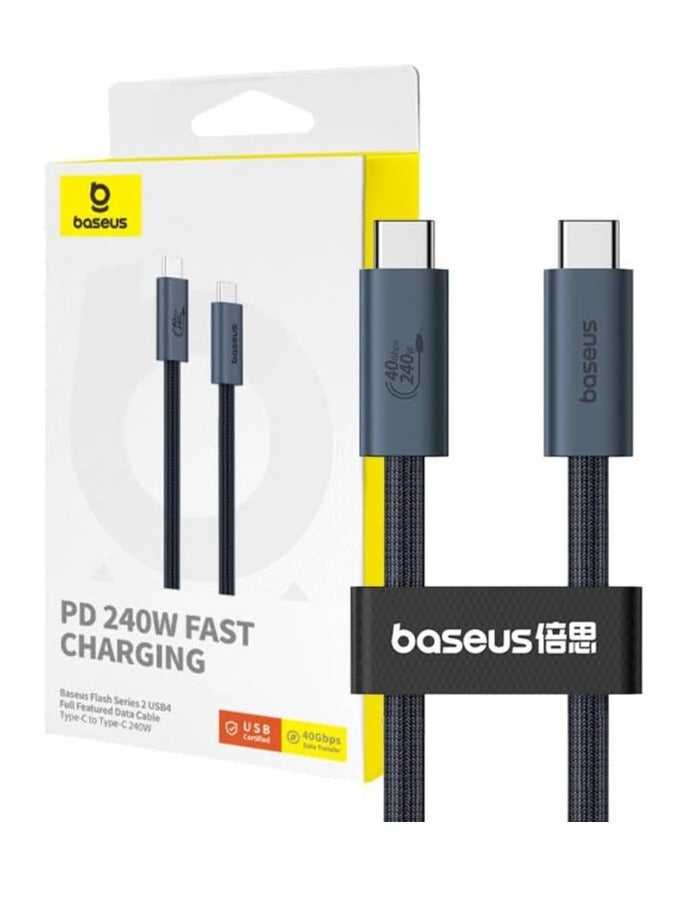 Baseus Flash Series 2 USB4 Full Featured Data Cable Type-C to Type-C 240W 1m Cluster Black - Image 1