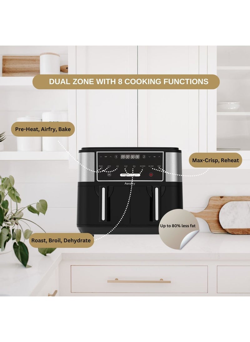 ايروفراي Air fryer - 9 Litres, Dual Zone Digital Air fryer, 2 Drawers, Uses No Oil, 8-in-1, Max Crisp, Roast, Bake, Reheat, Dehydrate, Cook, Non-Stick Dishwasher Safe Baskets, 2 Years Warranty 9 L 2400 W F-901 Black - Image 4