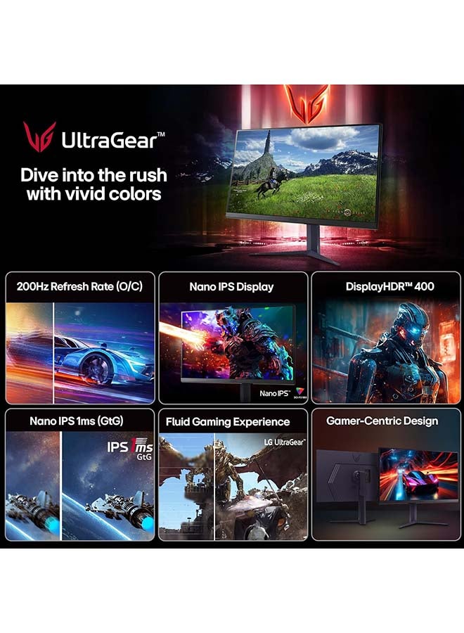 إل جي 27 inch Ultragear Gaming Monitor, QHD (2560 x 1440), Nano IPS, 1ms (GtG), 180Hz (200hz Overclock), NVIDIA G-SYNC Compatible, AMD FreeSync, HDR 400, Tilt/Height/Pivot Stand, HDMI, DP, HP Out, 27GS85Q Black - Image 5