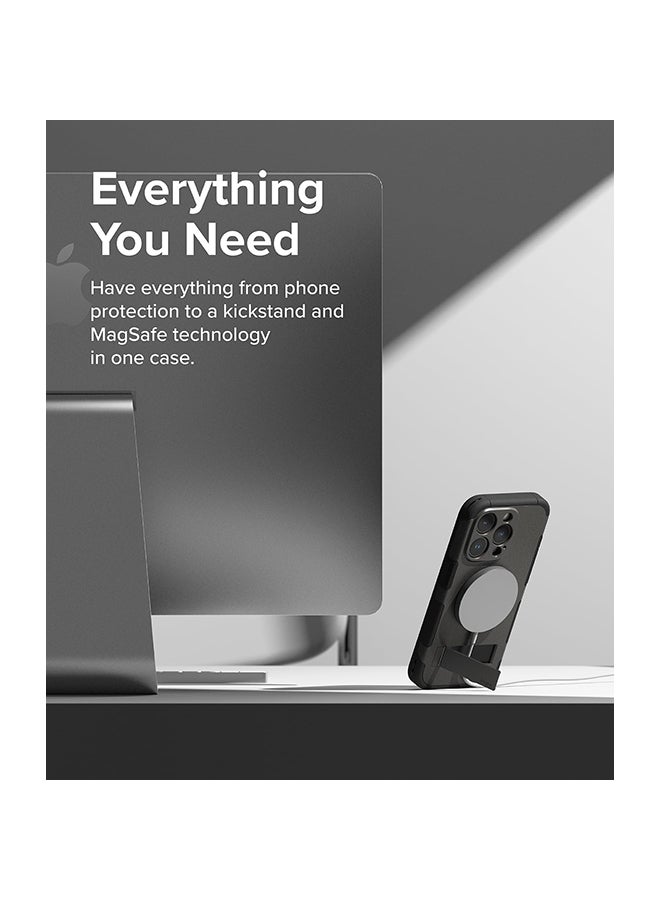 Ringke Alles Series Case Compatible With iPhone 15 Pro Max Heavy Duty Shockproof MagSafe Magnetic Standing Case - Gun Metal Grey - Image 3