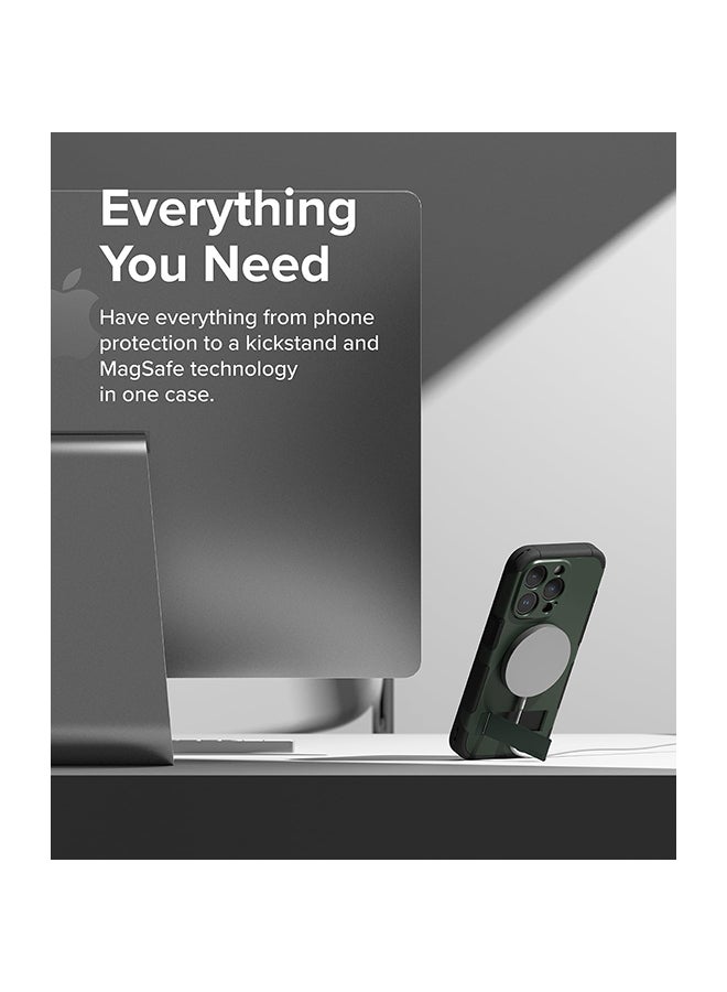 Ringke Alles Series Case Compatible With iPhone 15 Pro Max Heavy Duty Shockproof MagSafe Magnetic Standing Case - Dark Green - Image 3