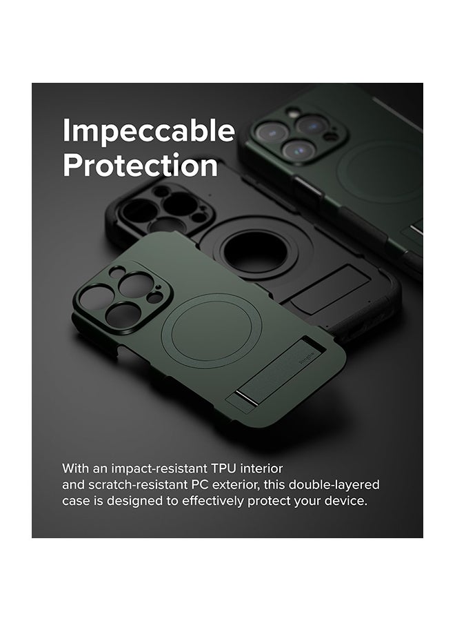 Ringke Alles Series Case Compatible With iPhone 15 Pro Max Heavy Duty Shockproof MagSafe Magnetic Standing Case - Dark Green - Image 4