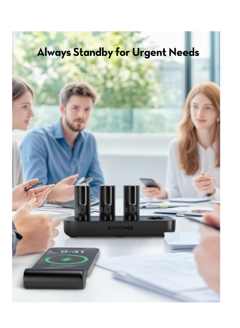 RAVPOWER - 20000 mAh Family Charging Combo: 5000mAh 4-in-1 Portable Power Bank & Charging Station with Dual USB-C and Dual Lightning Ports for Fast, Simultaneous Charging of Multiple Devices BLACK - Image 1