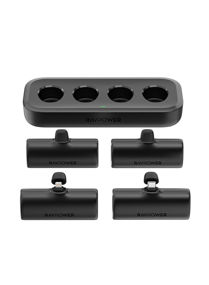 RAVPOWER 20000 mAh Family Charging Combo: 5000mAh 4-in-1 Portable Power Bank & Charging Station with Dual USB-C and Dual Lightning Ports for Fast, Simultaneous Charging of Multiple Devices BLACK  - Image 5