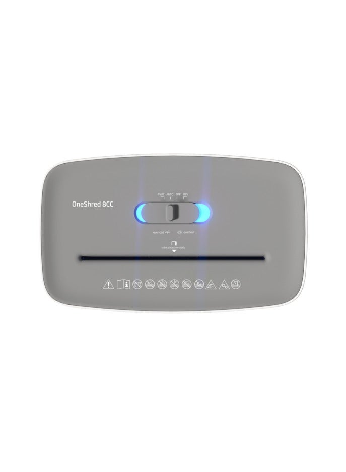 HP OneShred 8CC Office Paper Shredder Machine, P-4 Security, Cross Cut, 8 Sheets, 15L Bin - 2801 White  - Image 3