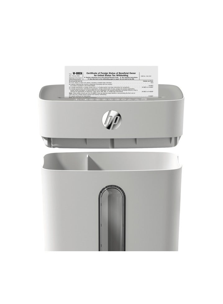 HP OneShred 8CC Office Paper Shredder Machine, P-4 Security, Cross Cut, 8 Sheets, 15L Bin - 2801 White  - Image 4