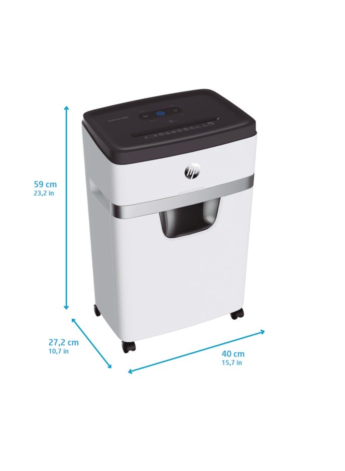 HP OneShred 12MC Office Paper Shredder Machine, P-4 Security, Micro Cut, 12 Sheets, 25L Bin - 2806 White - Image 5