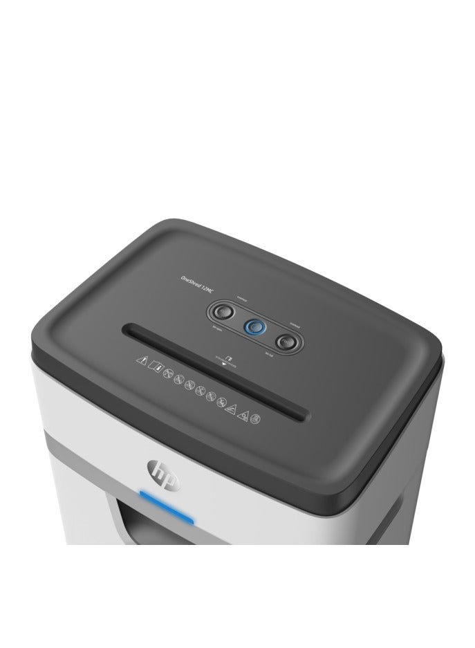 HP OneShred 12MC Office Paper Shredder Machine, P-4 Security, Micro Cut, 12 Sheets, 25L Bin - 2806 White - Image 3