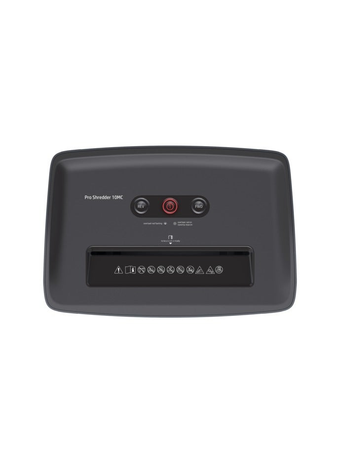 HP آلة تمزيق الورق المكتبي برو شريدر 10MC، أمان P-4، قطع دقيق، 10 ورقات، سلة 25 لتر - 2812 - Image 4